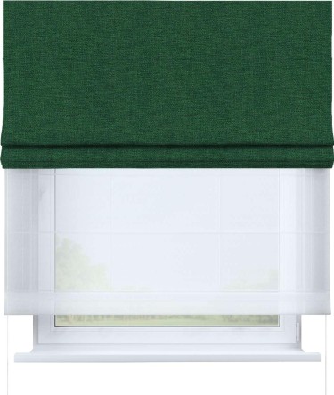 Римская штора «Кортин» двойная,  лён серо-зёленый