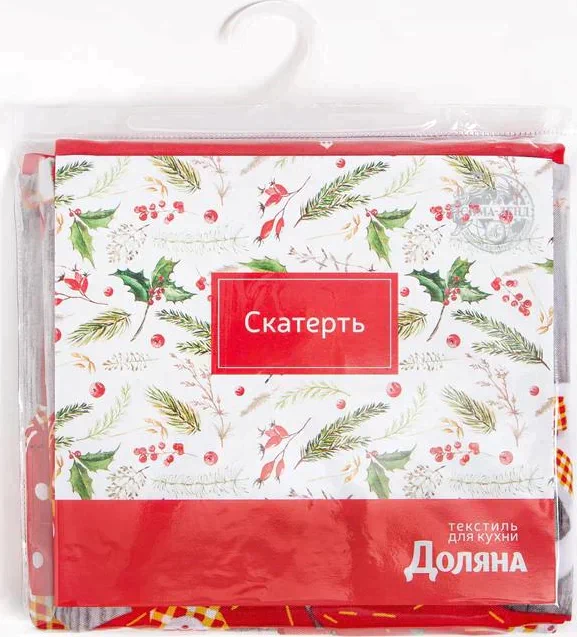 Скатерть Доляна «Новый год: Домашний уют» 145×220 см, 100% п/э