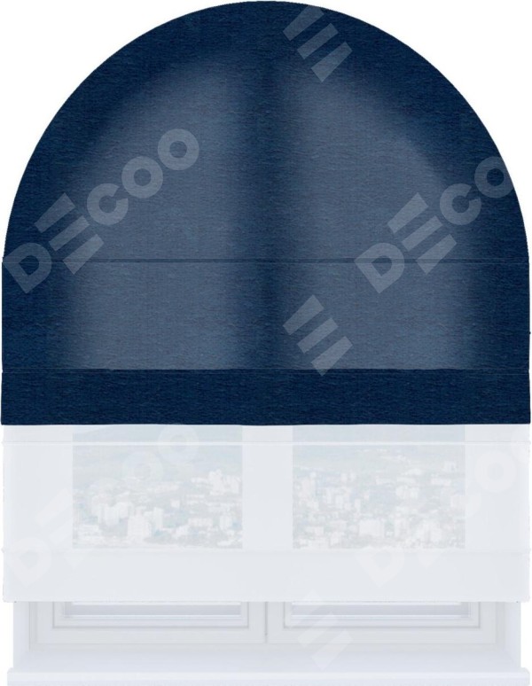 Римская штора «Кортин» день-ночь для арочного проёма, ткань софт однотонный синий