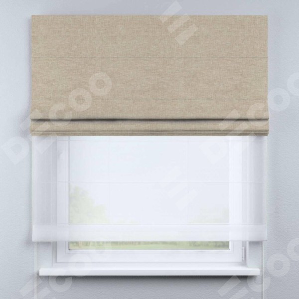 Римская штора «Кортин» день-ночь, ткань лён кашемир бежевый